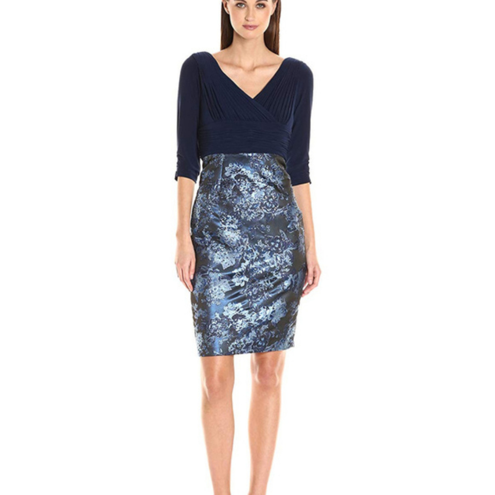 NWT Adrianna Papell Jersey Dress Jacquar skirt